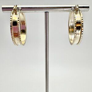 Hoop Earrings Hinged Posts 6mm Wide VTG Sterling Silver 925 Size 1" Diameter